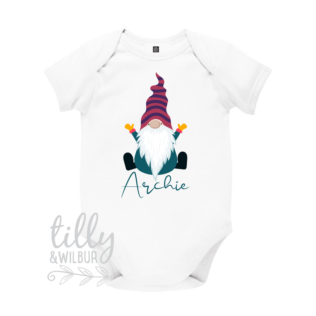 Personalised Boys Christmas Gnome Bodysuit