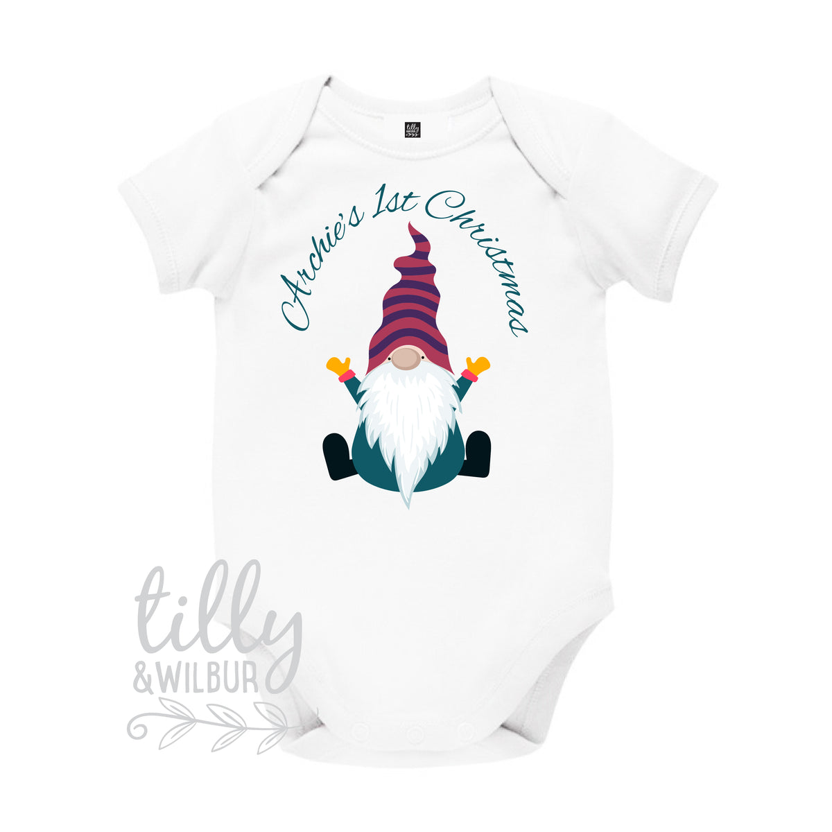 Personalised Boys 1st Christmas Gnome Bodysuit