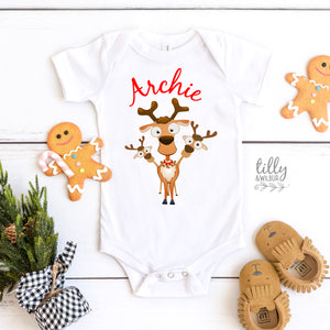 Personalised Christmas Reindeer Baby Bodysuit