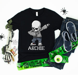 Personalised Dabbing Skeleton Halloween T-Shirt