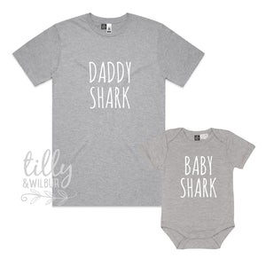 Daddy Shark Baby Shark Matching Set In Grey
