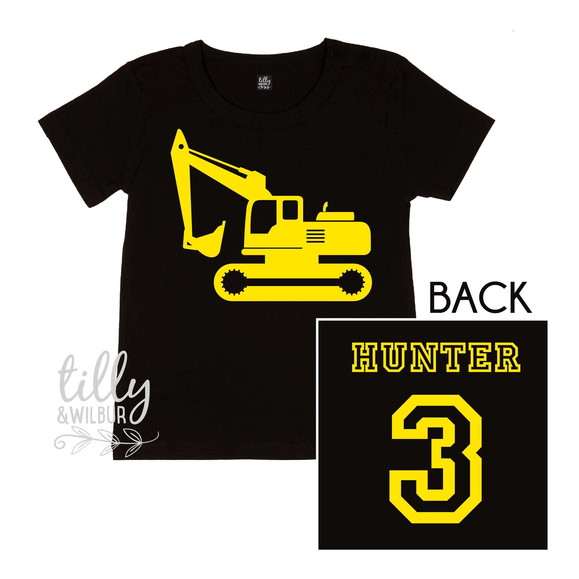 Digger Personalised 3rd Birthday T-Shirt