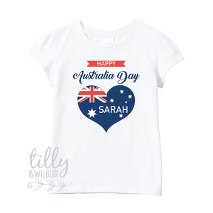 Personalised Happy Australia Day Girl's T-Shirt