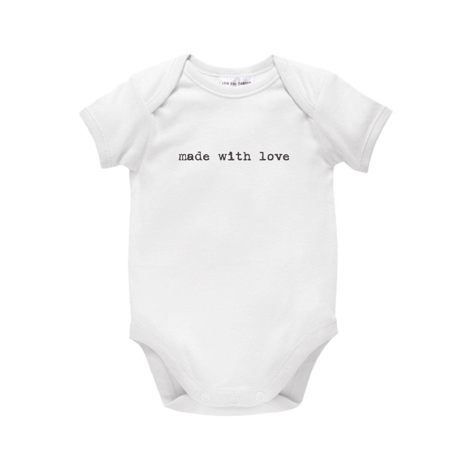 Made With Love Baby Bodysuit, Minimalist Style, Typewriter Font, Baby Shower Gift, Newborn Gift, New Arrival, Coming Home Outfit, U-W-BS