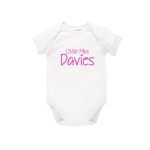 Personalised Baby Bodysuit, Little Miss With Surname, Baby Girls One-Piece, Personalised Baby Clothing, Newborn Gift, Baby Shower, U-W-BS