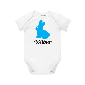 Personalised Easter Bunny Bodysuit, Easter One-Piece, Easter Gift Baby Gift, 1st Easter Outfit, Blue Bunny Rabbit For Baby Boys, U-W-BS
