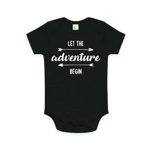 Let The Adventure Begin Baby Bodysuit, Pregnancy Announcement Photo Prop, Baby Shower Gift, Baby Boho Design, Black Romper, Australian Owned