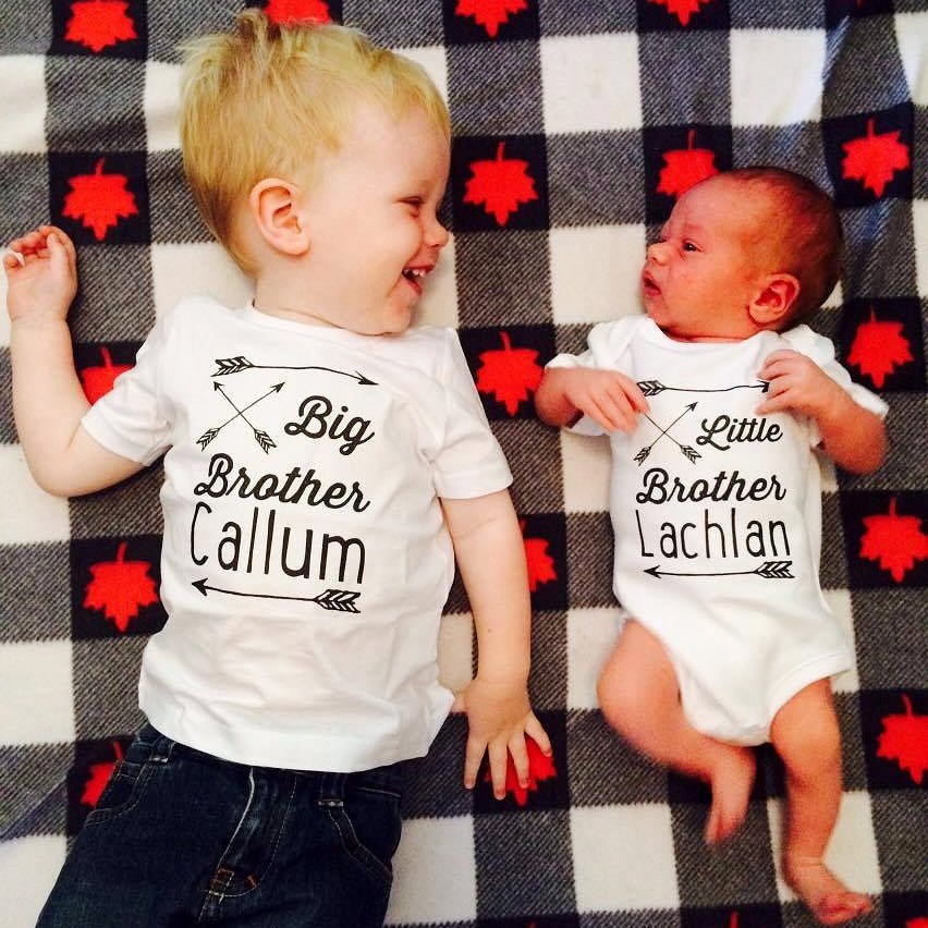 Big Brother Little Brother T-Shirt & Bodysuit, Sibling Set, Shirt Set With Boho Design, Can Be Customised To Your Requirements, Australian