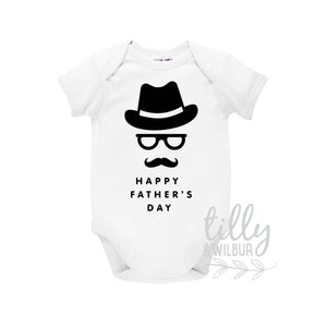 Happy Father's Day, Happy 1st Father's Day, Fathers Day Bodysuit, Father's Day Baby Outfit, First Fathers Day Baby Gift, Hipster Dad, U-W-BS