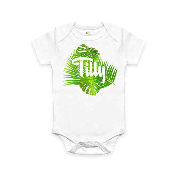 Personalised Tropical Design Baby Bodysuit, Unisex Baby Gift, Newborn Gift, Personalised Bodysuit For Boy Or Girl, New Baby Gift, U-W-BS