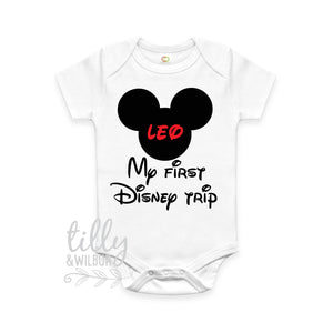 My 1st Disney Trip, 1st Disney Trip, First Disney Trip Shirt, Personalised Disney Baby Bodysuit, Personalised Disney Outfit, U-W-BS