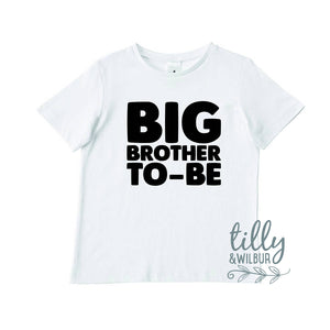 Big Brother To-Be Boys Tee, Big Brother Announcement Shirt, Big Bro Gift, Pregnancy Announcement Shirt, Reveal Outfit, Sibling TShirt, White