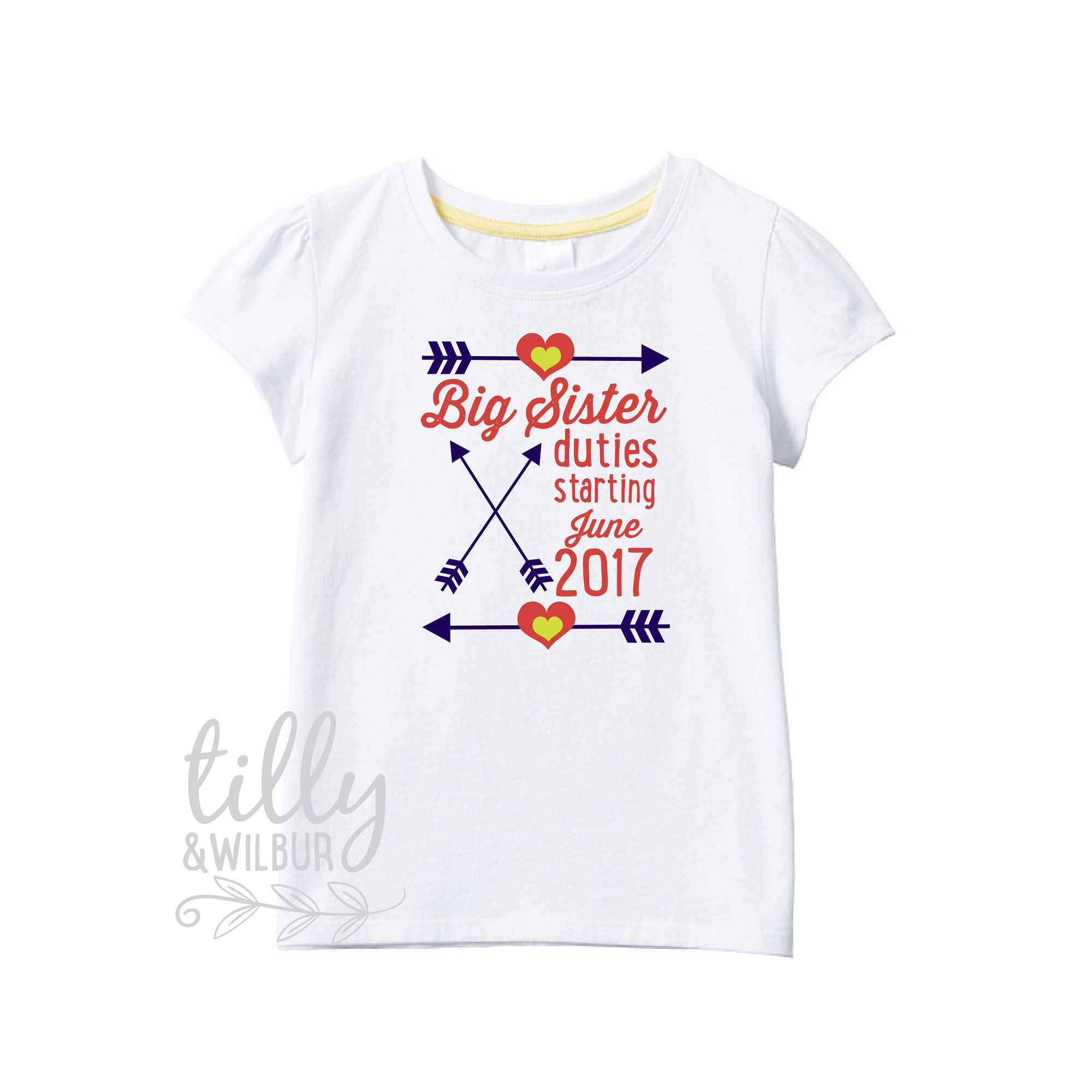 Big Sister Duties T-Shirt,  I'm Going To Be A Big Sister Shirt Personalised With Due Date, Boho Arrow, Pregnancy Announcement, G-W-SS-T