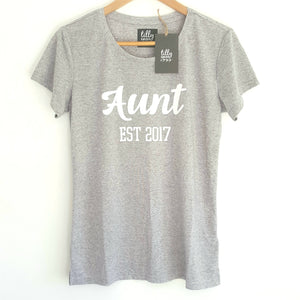 Personalised Aunt Est. T-Shirt, Pregnancy Announcement Shirt, I'm Going To Be An Aunty, Baby Shower Gift, Women's Clothing, Aunty, Auntie