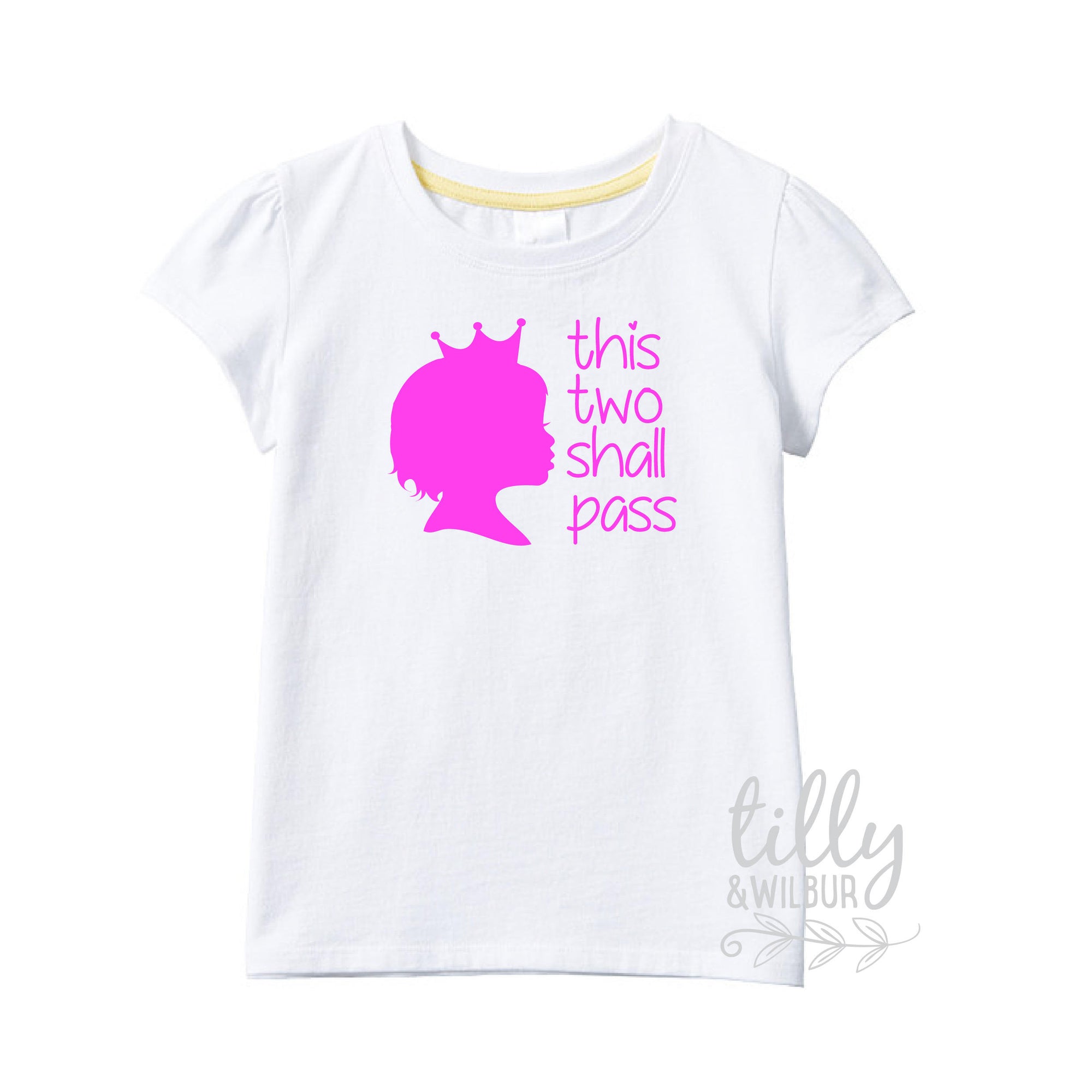 Two Birthday T-Shirt, 2nd Birthday Gift, This Two Shall Pass, Terrible Twos TShirt For Girls, Birthday Princess, Funny Clothing, G-W-SS-T