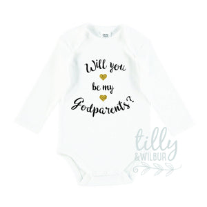 Will You Be My Godparents? Baby Bodysuit, Baptism Outfit, Godparents Bodysuit, Pregnancy Announcement Romper, Godparent Invitation, U-W-BS