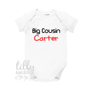 Big Cousin Personalised Baby Bodysuit, Pregnancy Announcement, Family Clothing, New Baby Gift, Baby Shower Gift, Cousin To Be, U-W-BS