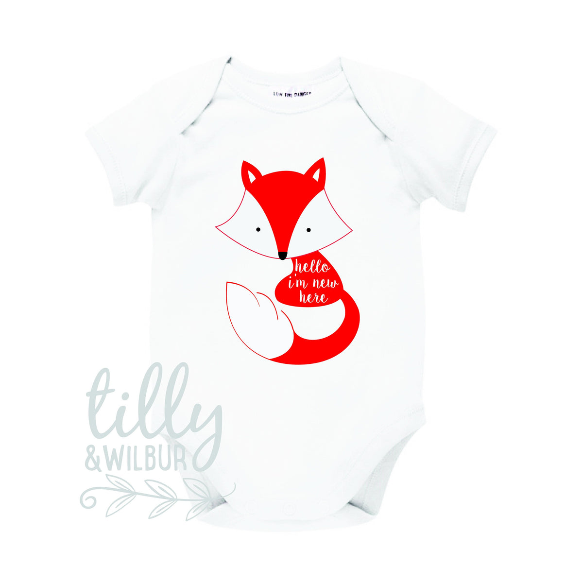 Hello I'm New Here Fox Baby Bodysuit, Hello World, Hello I'm New Here Newborn Gift, Newborn Outfit, Fox Print, Fox Gift, Fox Baby U-W-BS