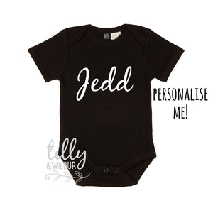 Personalised Baby Bodysuit With Your Choice Of Name, Newborn Baby Gift, New Baby Outfit, Coming Home Outfit, Baby Boy Gift, Personalized