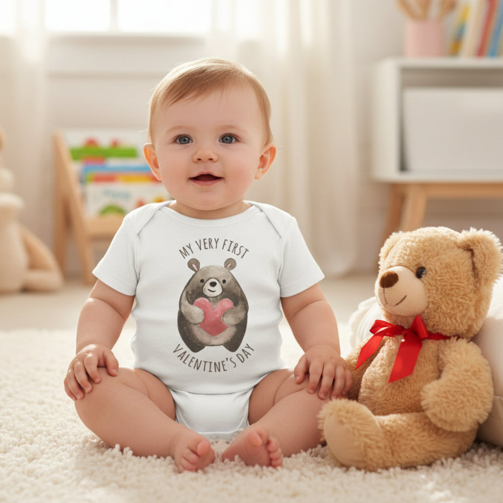 My Very First Valentine's Day Bear With Love Heart, 1st Valentine's Day, Baby's First Valentine's Day, 1st Valentine's Day Newborn Outfit
