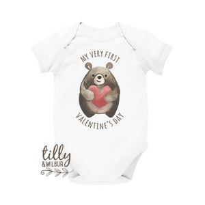 My Very First Valentine's Day Bear With Love Heart, 1st Valentine's Day, Baby's First Valentine's Day, 1st Valentine's Day Newborn Outfit