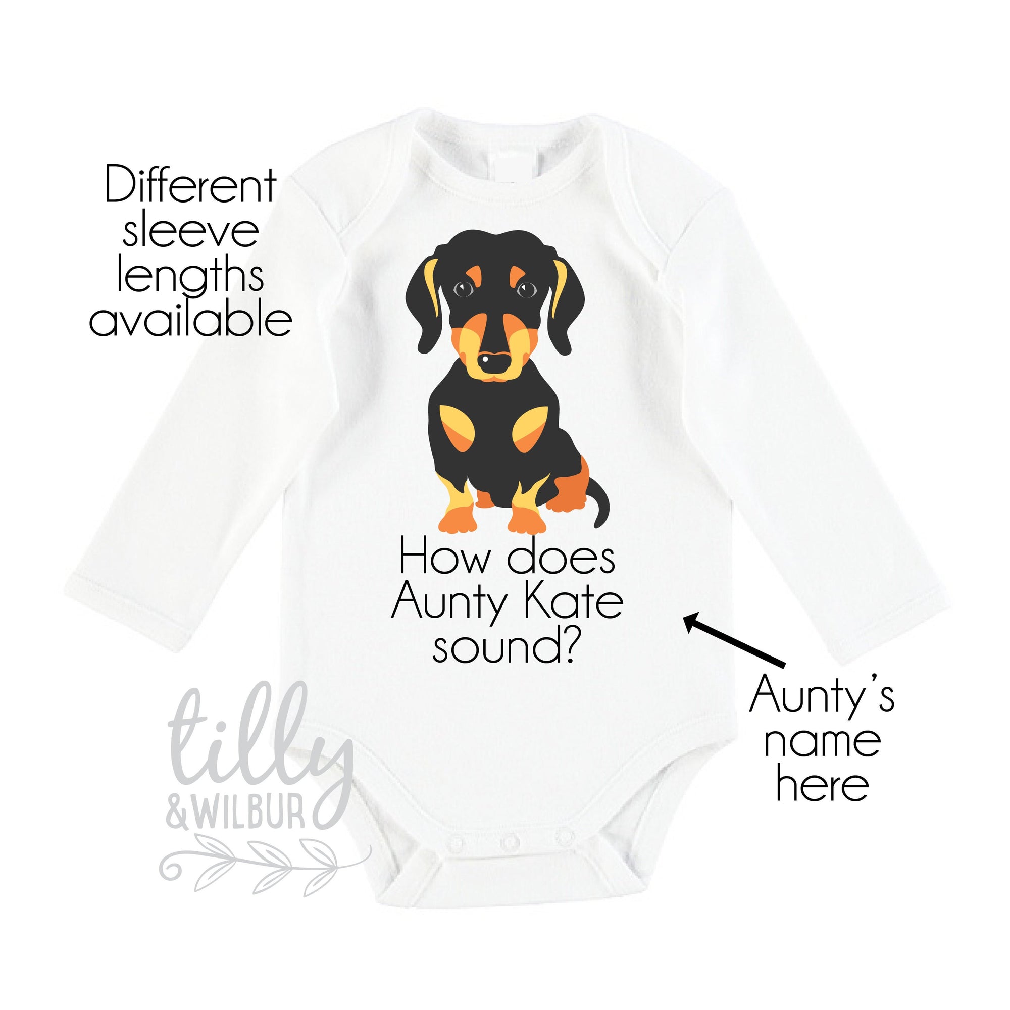 How Does Aunty Sound? Personalised Pregnancy Announcement, You're Going To Be An Auntie For Sister Aunt Auntie, Dachshund Sausage Dog