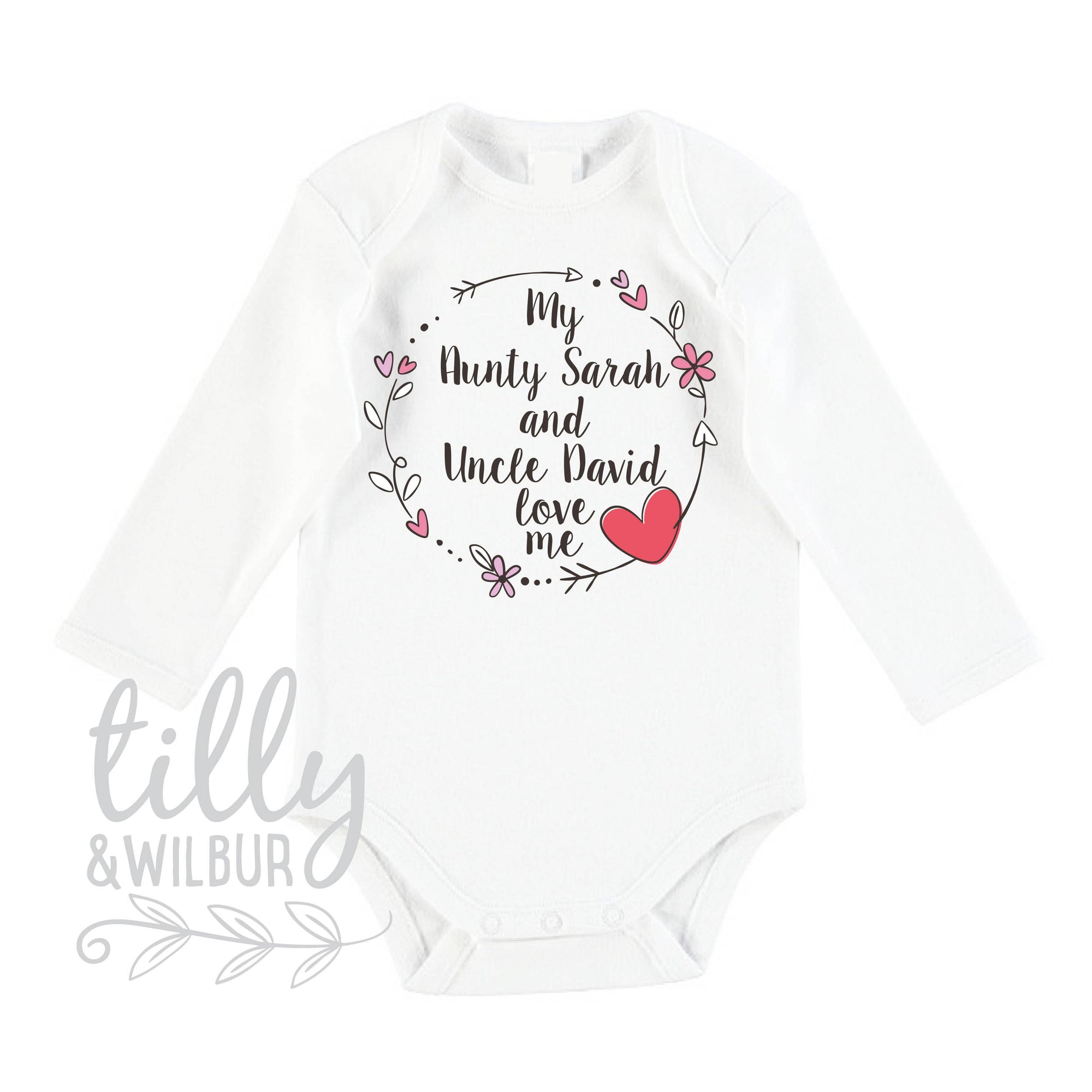 My Aunty And Uncle Love Me Baby Bodysuit For New Arrival Nieces And Nephews, Newborn Gift, Auntie Uncle Gift, Personalised Baby Gift, U-W-BS