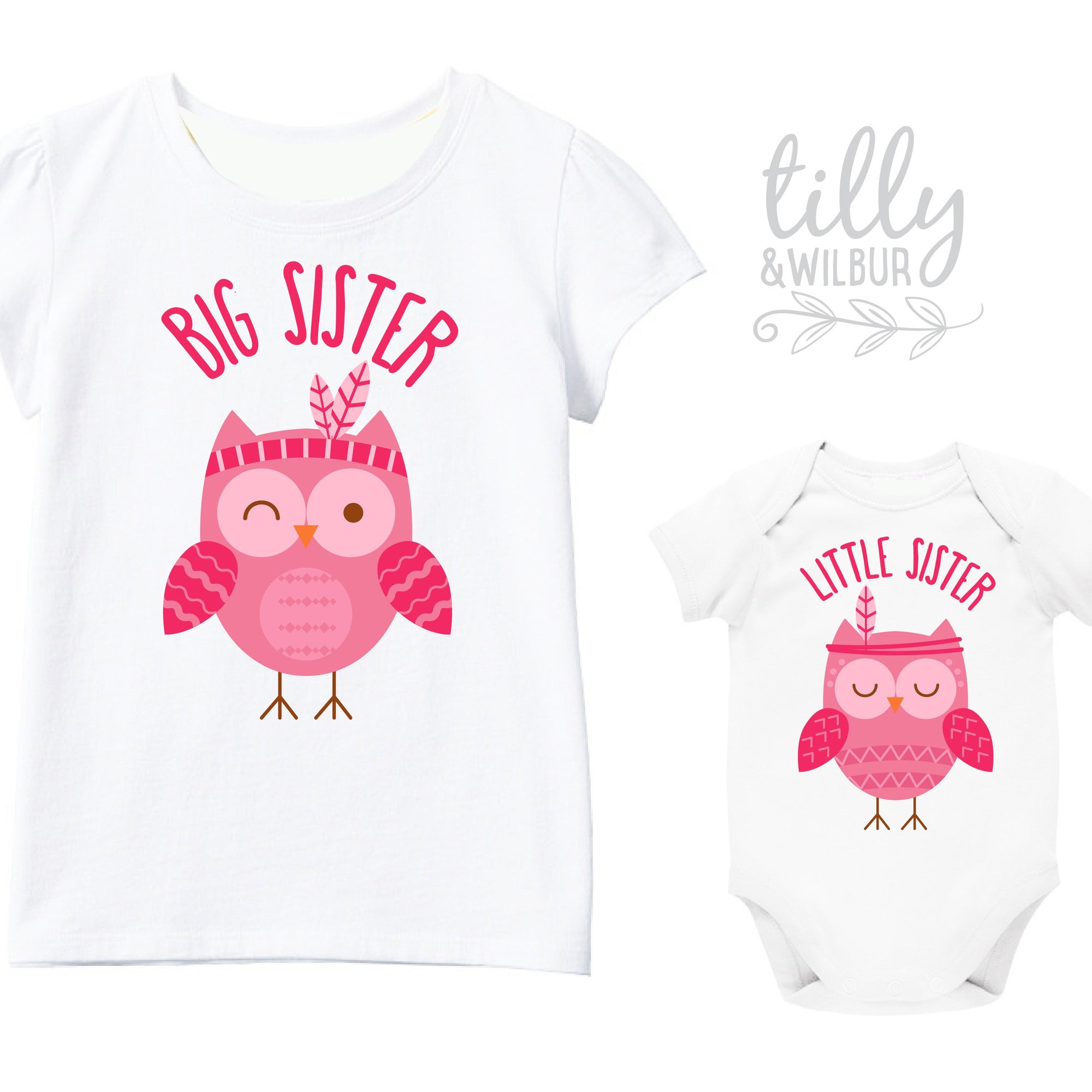 Big Sister Little Sister Owl Set, Matching Sister Outfits, Matchy Matchy Sister T-Shirts, Big Sister Shirt, Baby Shower Gifts, Sister Tees
