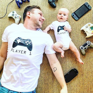 Player 1 Player 2, Father Son Matching Shirts, Matching Dad Baby, Twin Outfits, Sibling Set, Gaming, Father's Day Gift, Christmas Gift