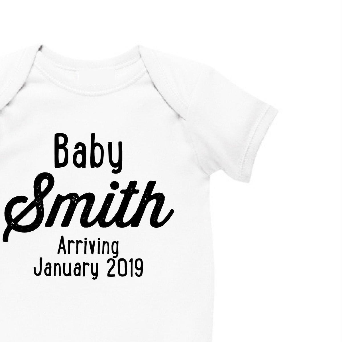 Personalised Pregnancy Announcement Baby Bodysuit With Your Name And Due Date, Pregnancy Announcement Bodysuit, Baby On The Way, Up The Duff
