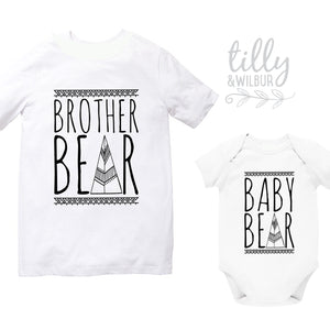 Brother Bear Baby Bear Set, Big Bear, Big Brother Shirt, Boho Big Brother Baby Sibling Set, Matchy Matchy Brother Baby, Big Bro Little Bro