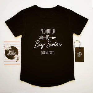 Promoted To Big Sister Personalised Pregnancy Announcement T-Shirt For Girls Aged 0-16, Big Sister Shirt, Big Sister Tee, Sister Outfit