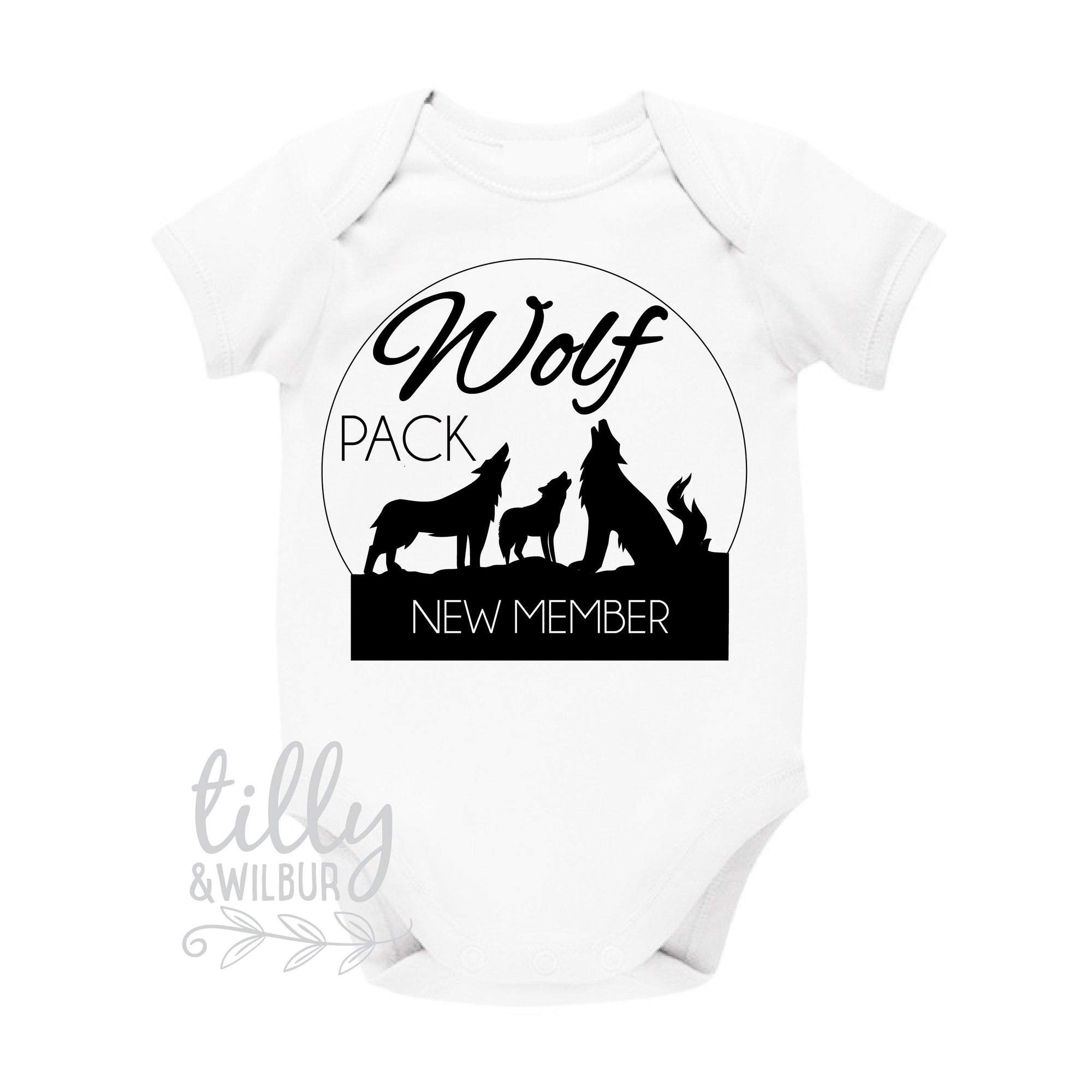 Wolf Pack New Member Pregnancy Announcement Baby Bodysuit, Baby Arriving, Wolf Pack, Growing Tribe, Reveal Outfit, Pregnancy Announcement