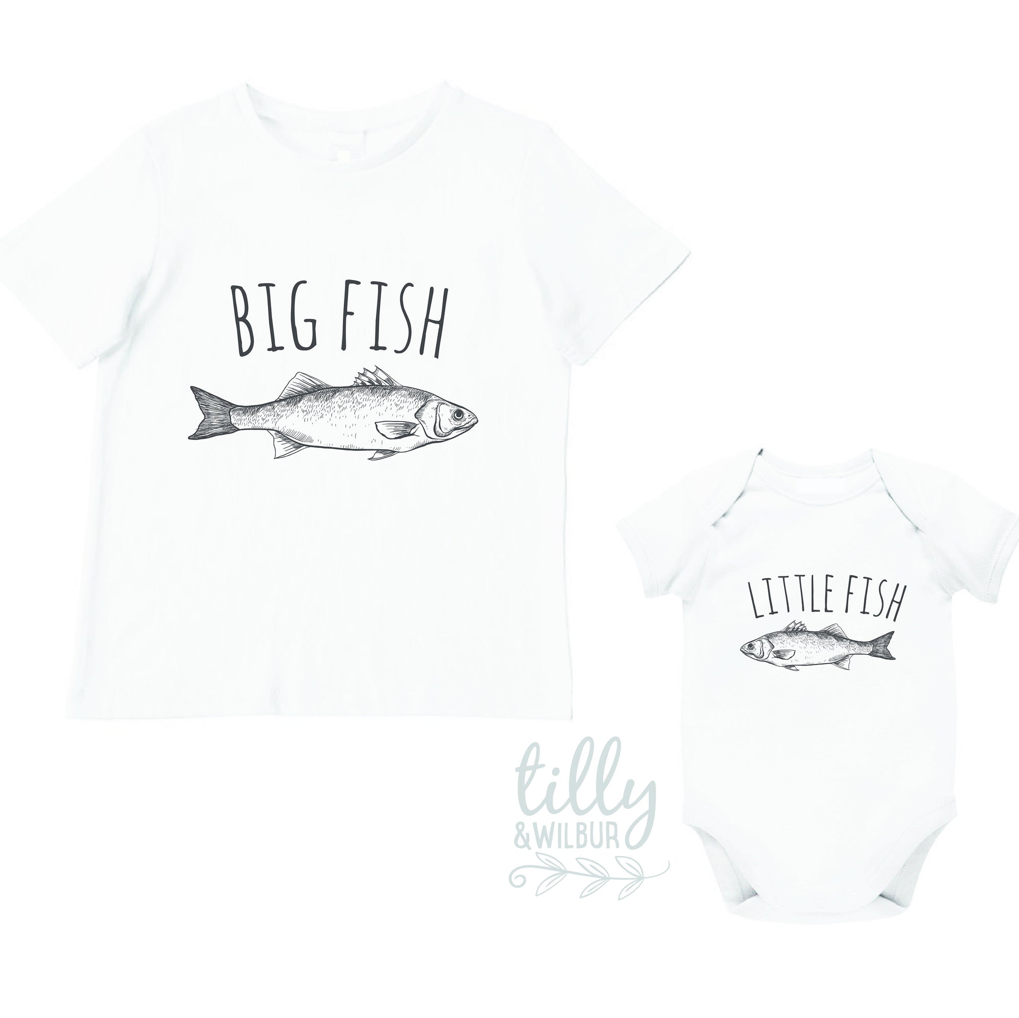 Big Fish Little Fish Matching Shirts For Brothers, Big Fish Little Fish, Matching Brother And Baby, Matching Friend Outfits, I Love Fishing