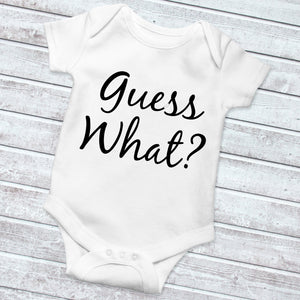 Guess What? Pregnancy Announcement Baby Bodysuit, Guess What Bodysuit, Announcement Romper, Maternity Photo Prop, Baby Reveal, Pregnant