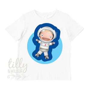 Astronaut T-Shirt For Boys With Personalised Letter, Boys Birthday Gift, Boys Christmas Gift, Personalised Gift For Boys, Personalised Gift