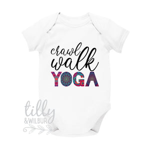 Crawl Walk Yoga Baby Bodysuit, Unisex Yoga Bodysuit, Yoga Gift, Yoga Baby Shower Gift, Newborn Yogi Gift, Pregnancy Announcement, Yogi