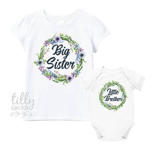 Big Sister Little Brother Set, Matching Sister Brother Outfits, Matchy Matchy Sibling T-Shirts, Big Sister Shirt, Little Brother Bodysuit