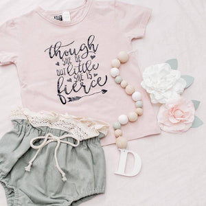 Though She Be But Little She Is Fierce Girls T-Shirt, Shakespeare Tee, Pink Cotton Short Sleeve TShirt For Little Girls, Funny Clothing