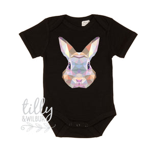 Easter Baby Bodysuit, First Easter Baby Bodysuit, Newborn Easter Gift, 1st Easter Outfit, Baby's 1st Easter, Rabbit, Geometric, Polygonal