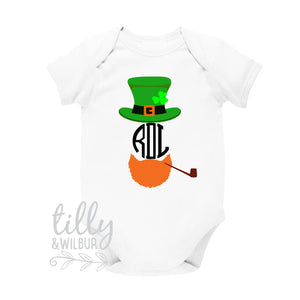 St Patrick's Day Personalised Baby Bodysuit For Boys, St Patrick's Day Baby Outfit With Monogram Initials, Happy St Paddy's Day, Irish