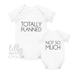 Totally Planned, Not So Much, Twin Bodysuits, Twin Baby Gift, Twins, Twin Baby Shower, Twin Pregnancy Announcement, Twinning, Twin Baby Gift