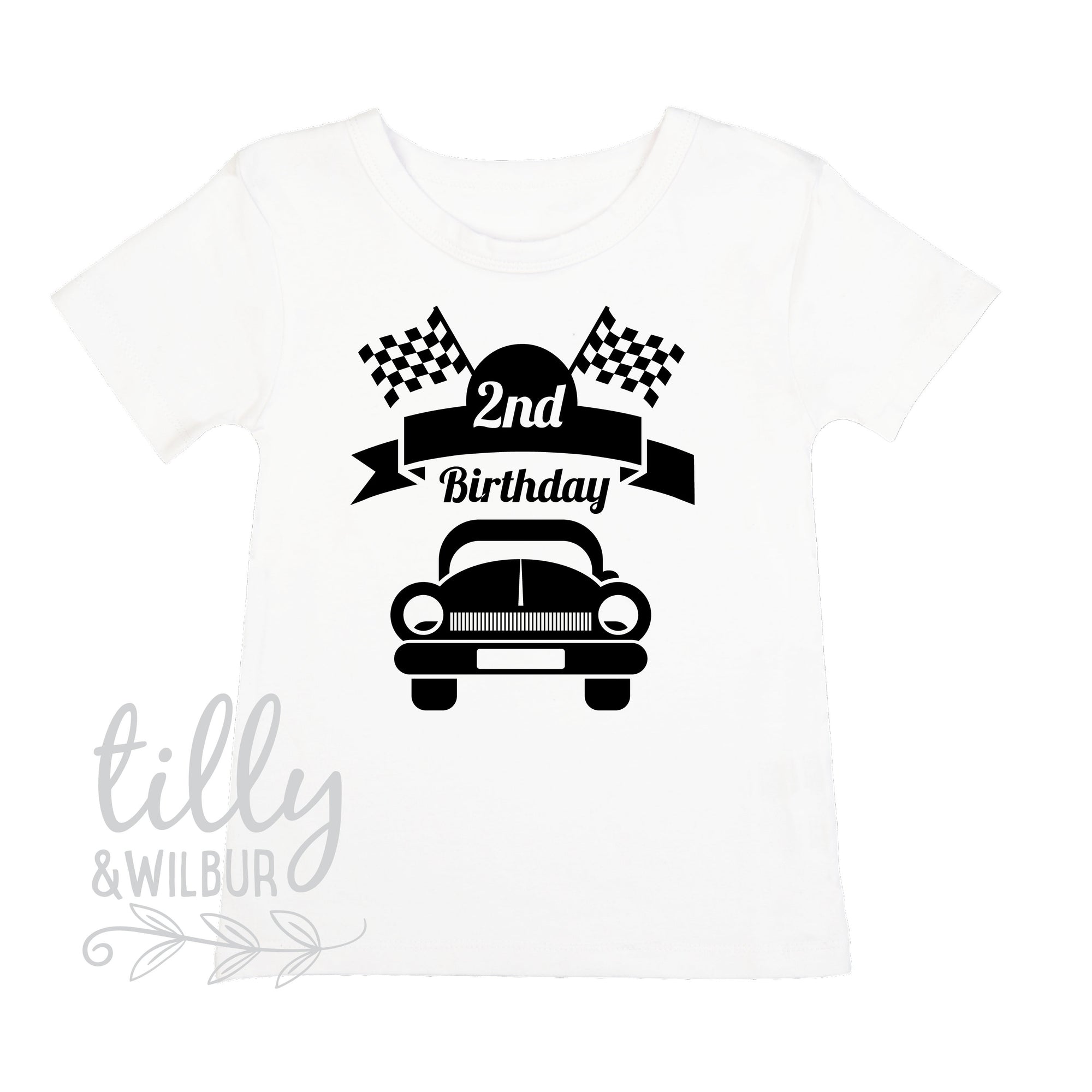 2nd Birthday T-Shirt For Boys With Racing Car, Boys Birthday Gift, 2 Today, I Am 2, Second Birthday, Two Today, Racing Car Design, Boy Racer