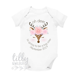 Oh Deer I'm Going To Be A Big Sister Bodysuit For Girls, Pregnancy Announcement, Pregnancy Announcement, Sister Gift, Deer, Woodland