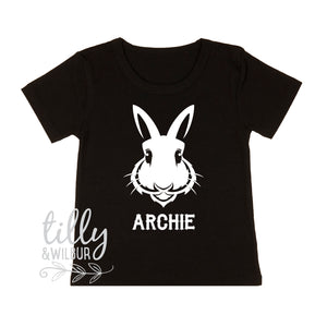 Personalised Rabbit Easter T-Shirt For Boys, Rabbit Shirt, Easter T-Shirt, Boys Easter Gift, Boys Easter Shirt, Hip Hop Boys Easter Clothing