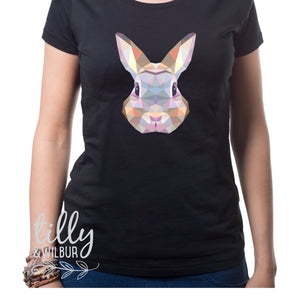 Rabbit Easter T-Shirt For Women, Geometric Rabbit Shirt, Easter T-Shirt, Mum Easter Gift, Ladies Easter Shirt, Hip Hop Lady Clothing Bunny