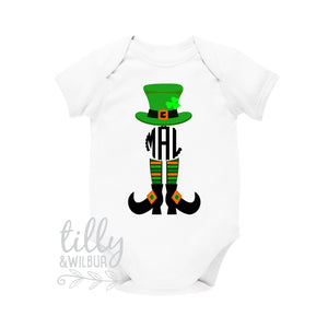 St Patrick's Day Personalised Baby Bodysuit For Girls, St Patrick's Day Baby Outfit With Monogram Initials, Happy St Paddy's Day, Irish