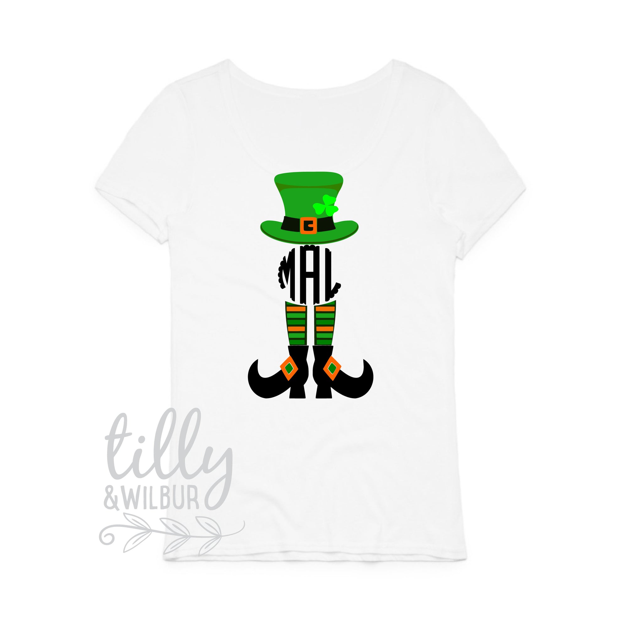 St Patrick's Day Personalised Women's T-Shirt, St Patrick's Day Shirt With Monogram Initials, Happy St Paddy's Day, Ireland, St Patrick