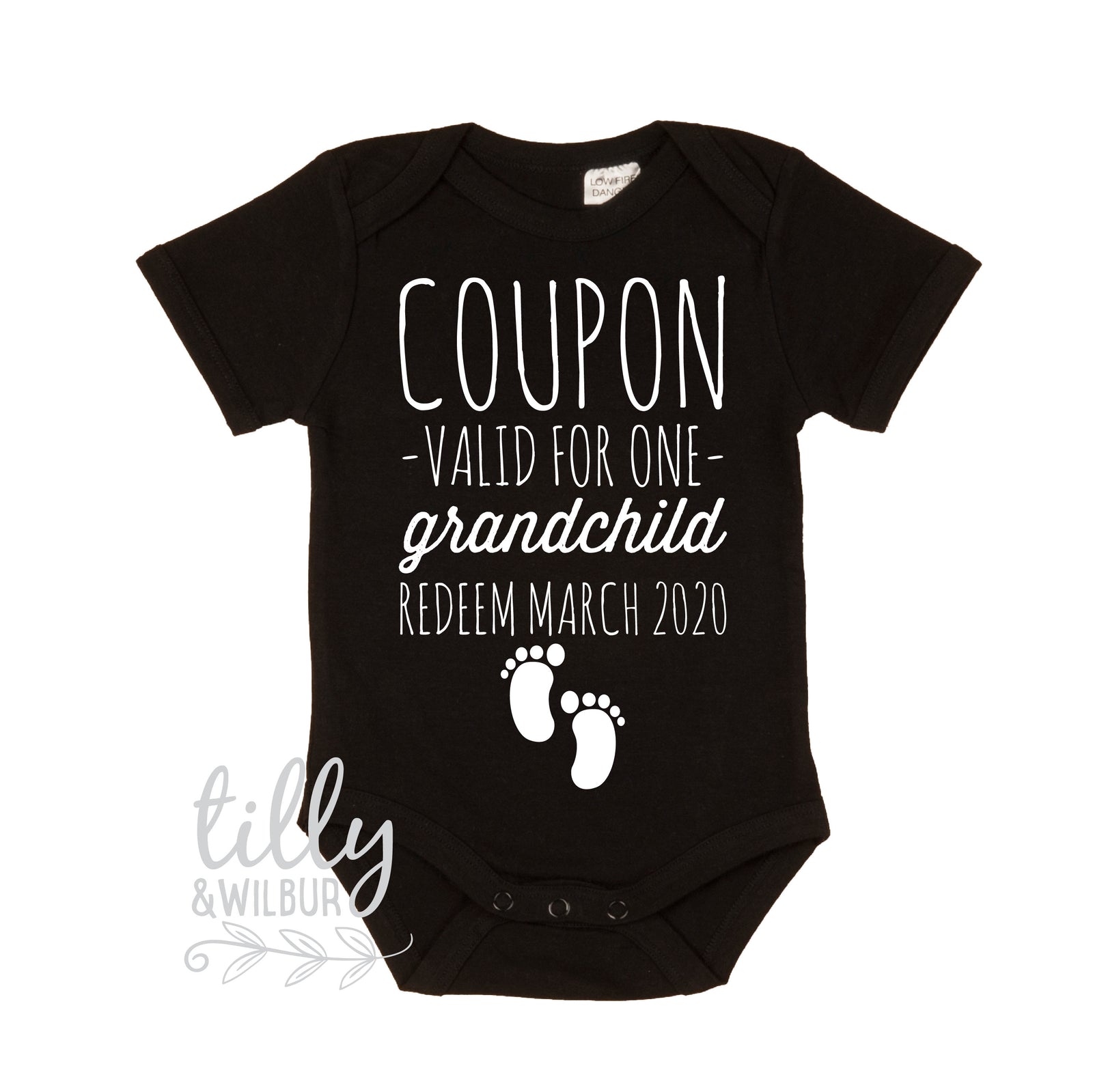Coupon Valid For One Grandchild Redeem By Date Personalised Pregnancy Announcement Bodysuit, You're Going To Be Grandparents Announcement
