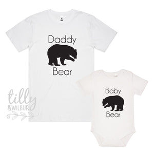 Daddy Bear Baby Bear Matching Father&#39;s Day Outfits, Father Son Matching Shirts, Matching Daddy Baby Shirts, First 1st Father&#39;s Day, Bear Set
